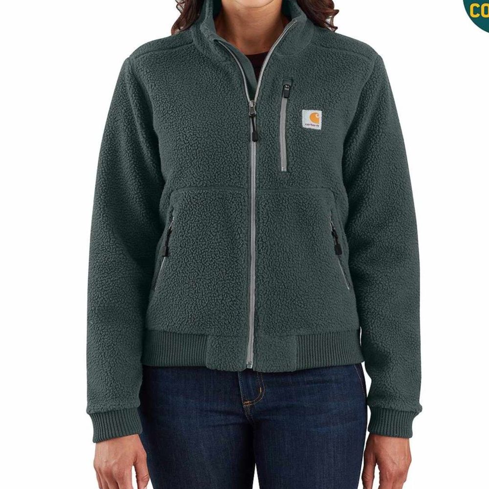 Carhartt Women's Fleece Sherpa Full Zip Jacket in Fog Green